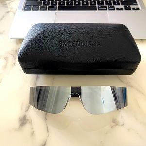 Balenciaga mono rectangle sunglasses in silver